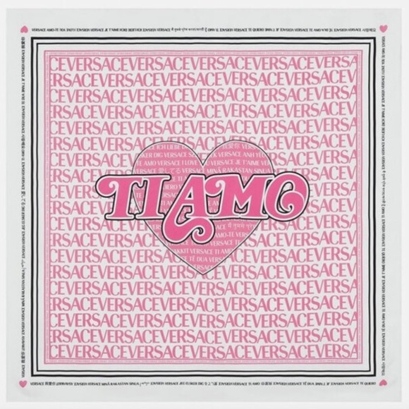 Versace Ti Amo Large Silk Foulard monogram logo scarf NEW